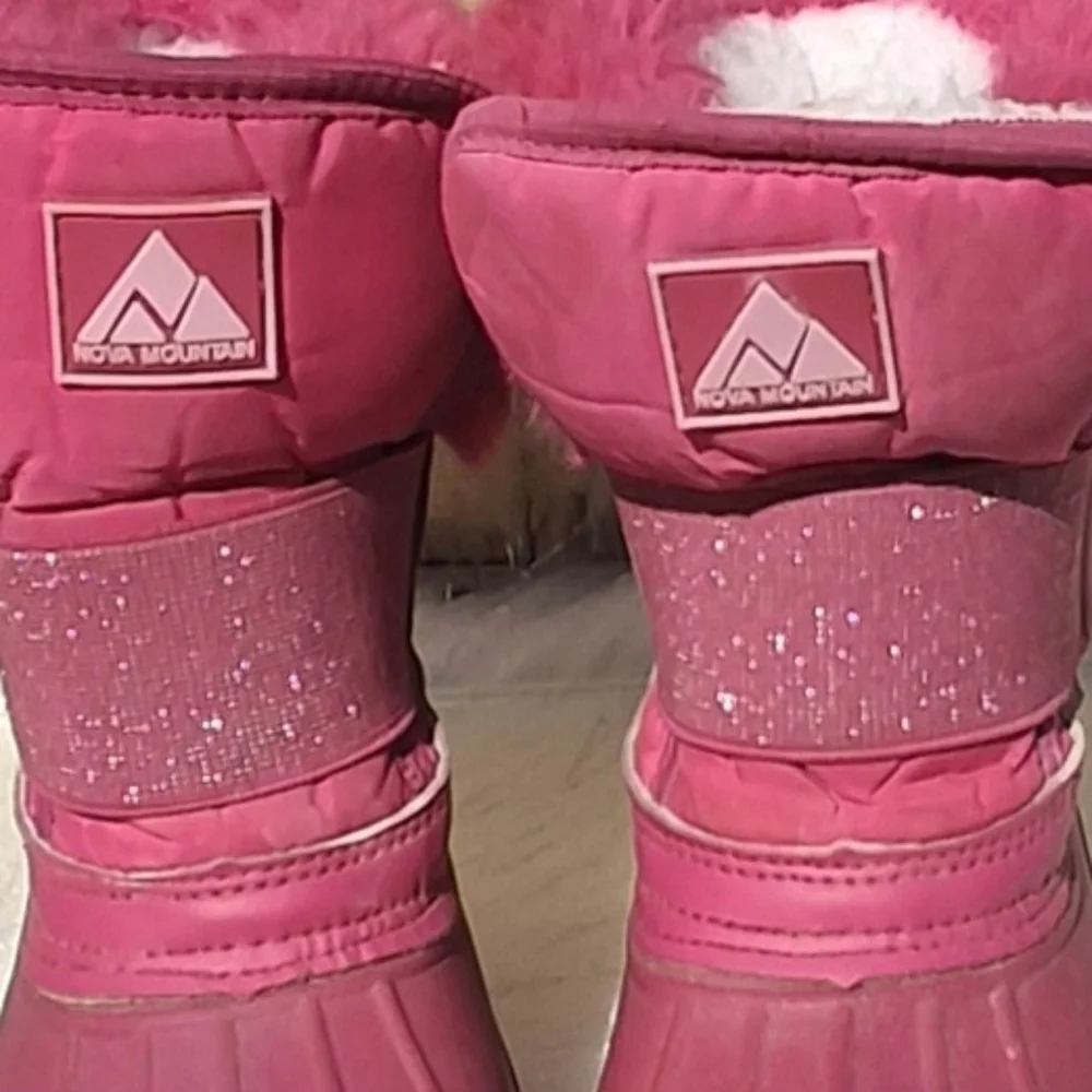 Nova Mountain Youth Pink Faux-Fur Sherpa Waterproof Winter Boots   Size 9 Kids